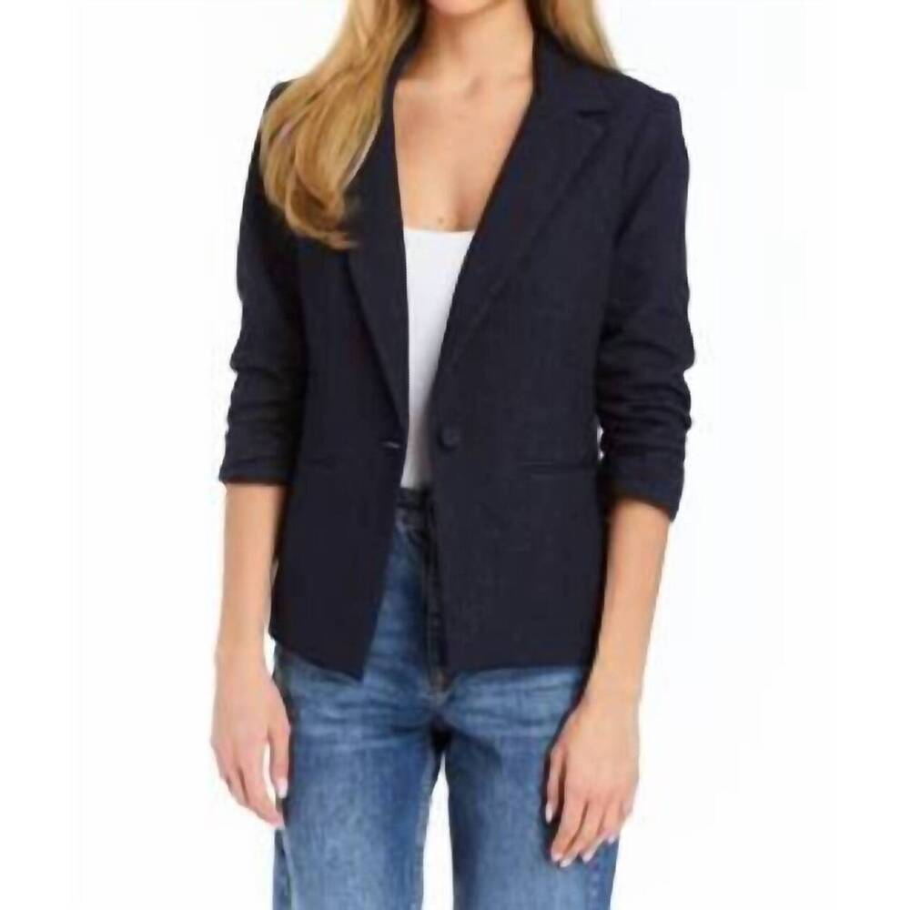 NEW DREW serena scrunch sleeve blazer in indigo
